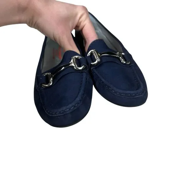 Marc Joseph Navy Blue Leather Nubuck Grand Street Loafer Women's Sz 6‎ - Picture 4 of 13